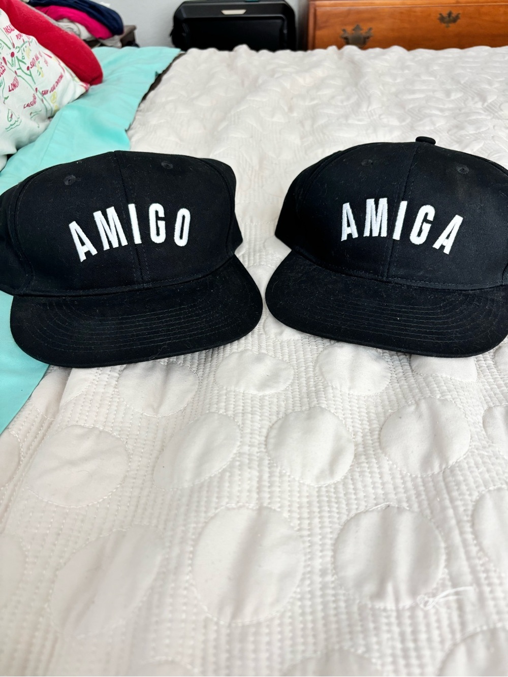 Port Authority Black Cap with White "AMIGO" or "AMIGA" Embroidery